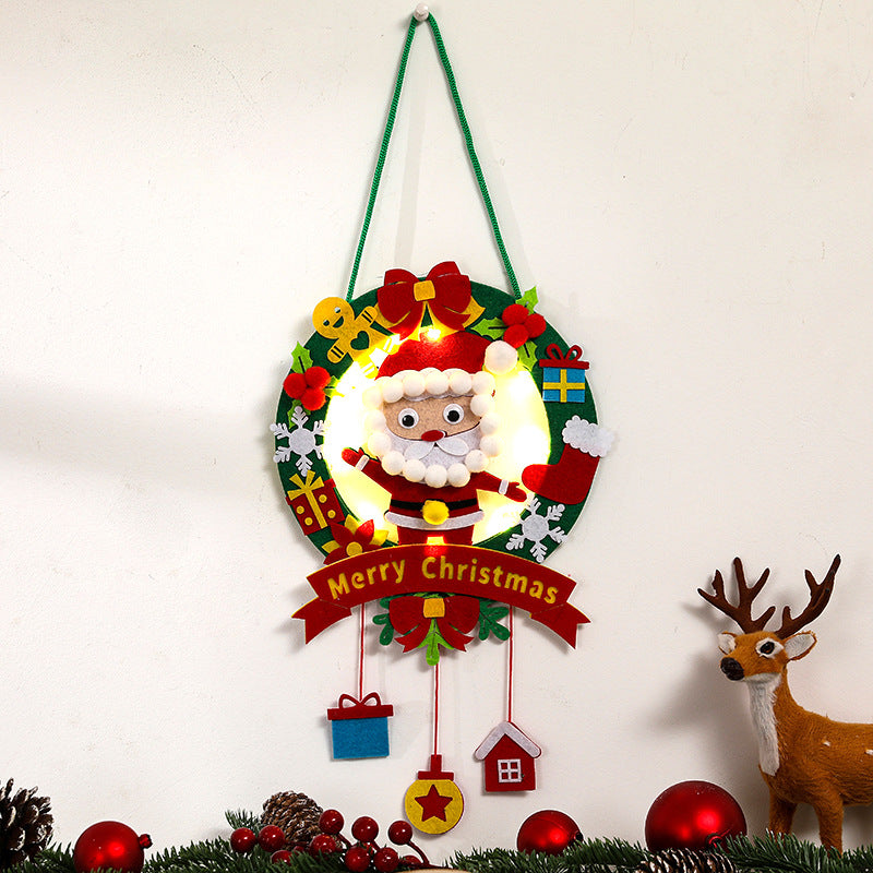 Wholesale Christmas Wreath Fabric Decoration with Lights